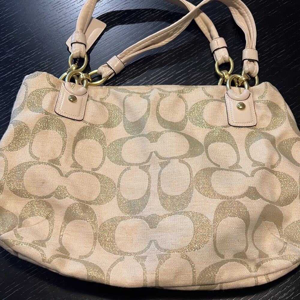 Coach Kristin Signature C Cream/Gold Canvas Satchel - Picture 7 of 11